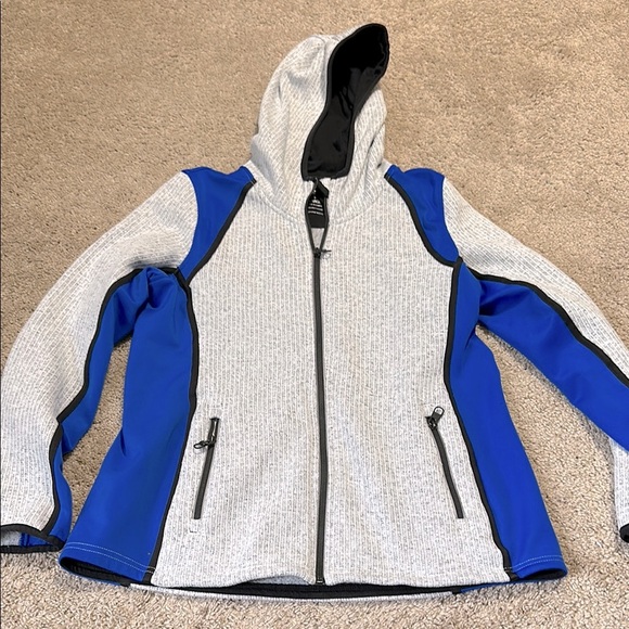 Calvin Klein Performance Full Zip Jacket Hoodie Large  Gray/Black/Blue - Picture 1 of 7